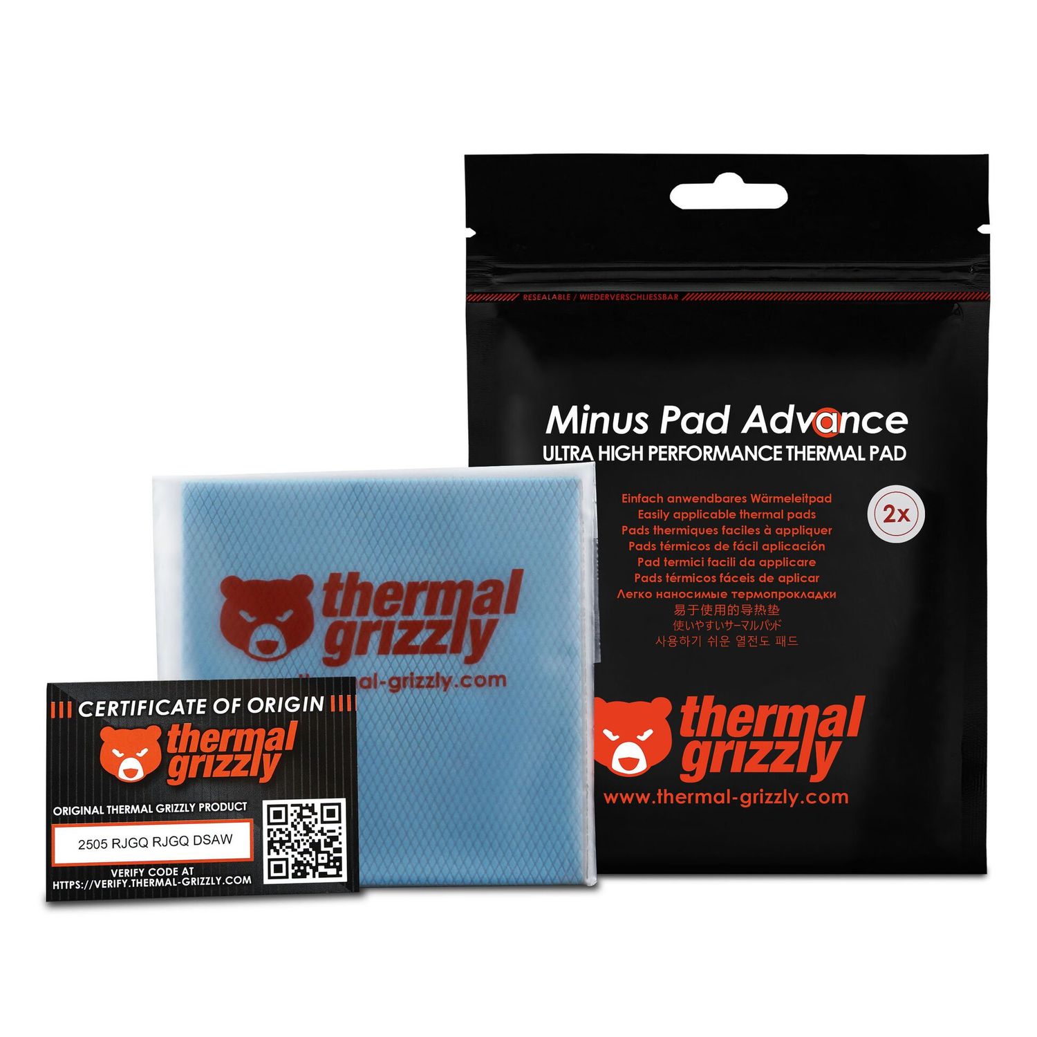 Hővezető lap Thermal Grizzly Minus Pad Advance - 100 x 100 x 0,5 mm, 2 db