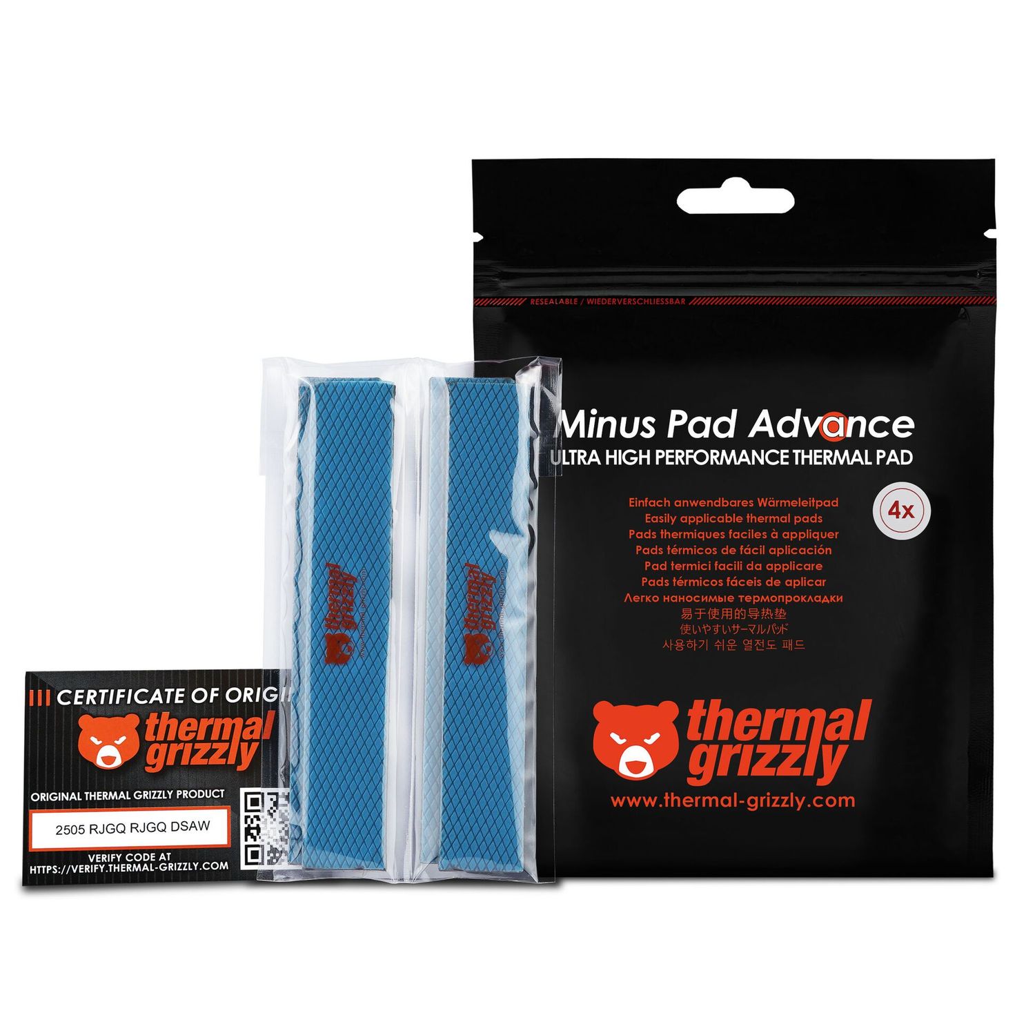 Hővezető lap Thermal Grizzly Minus Pad Advance - 120 x 20 x 0,5 mm, 4 db