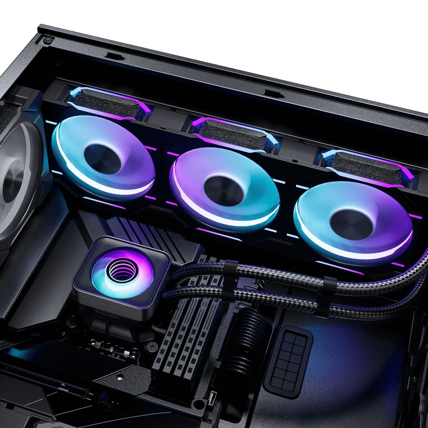 Processzor hűtő AIO PHANTEKS Glacier One 360D30 DRGB AIO, X2 Cap, fekete