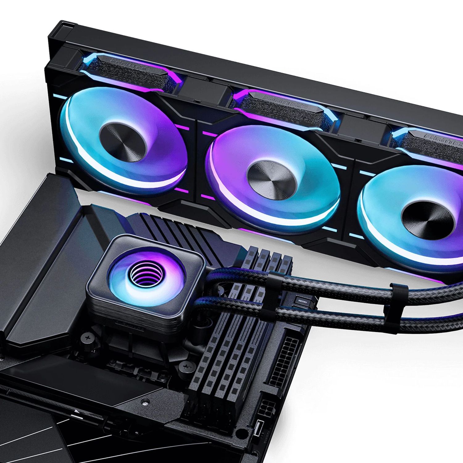 Processzor hűtő AIO PHANTEKS Glacier One 360D30 DRGB AIO, X2 Cap, fekete