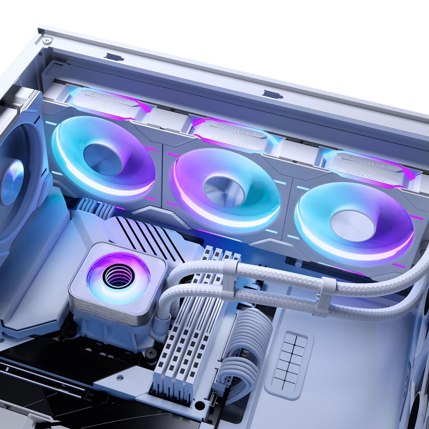 Processzor hűtő AIO PHANTEKS Glacier One 360D30 DRGB AIO, X2 Cap, fehér