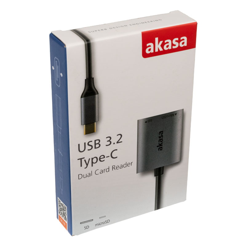 Kártyaolvasó Akasa USB 3.2 Gen1 Type-C 2in1, Ezüst