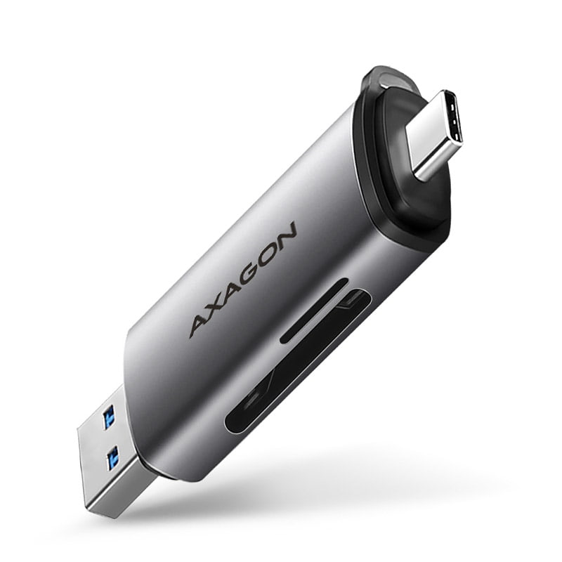 AXAGON CRE-SAC USB-C + USB-A 3.2 Gen 1 card reader 2-slot SD/microSD