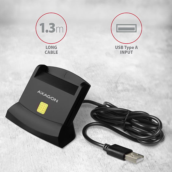 AXAGON CRE-SM2 USB Smart Card & SD/microSD/SIM card reader