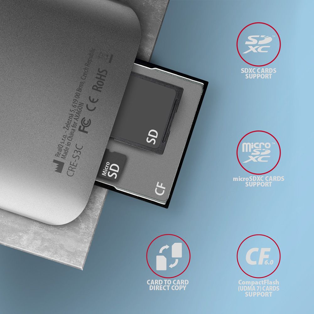 Card Reader AXAGON CRE-S3C SuperSpeed USB-C UHS-II