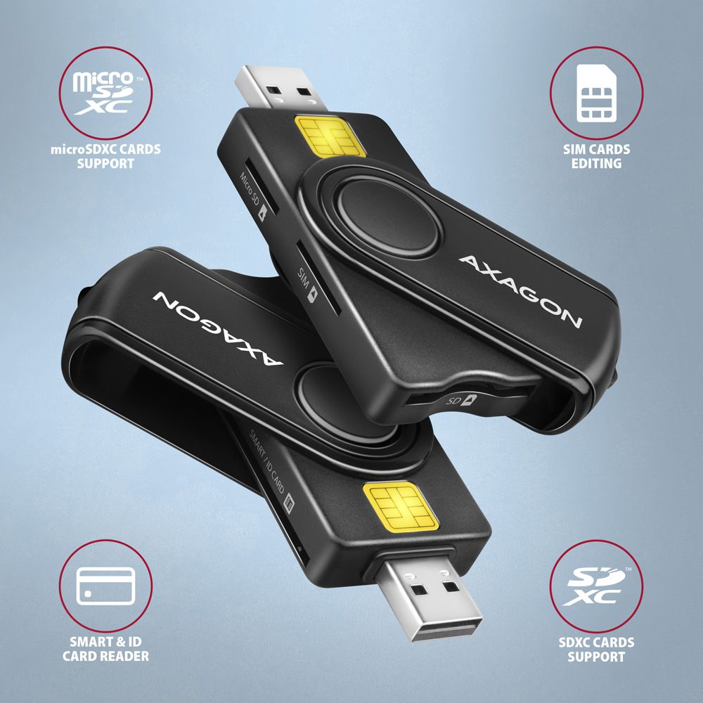 AXAGON CRE-SMP2A 4-Slot Smart Card PocketReader