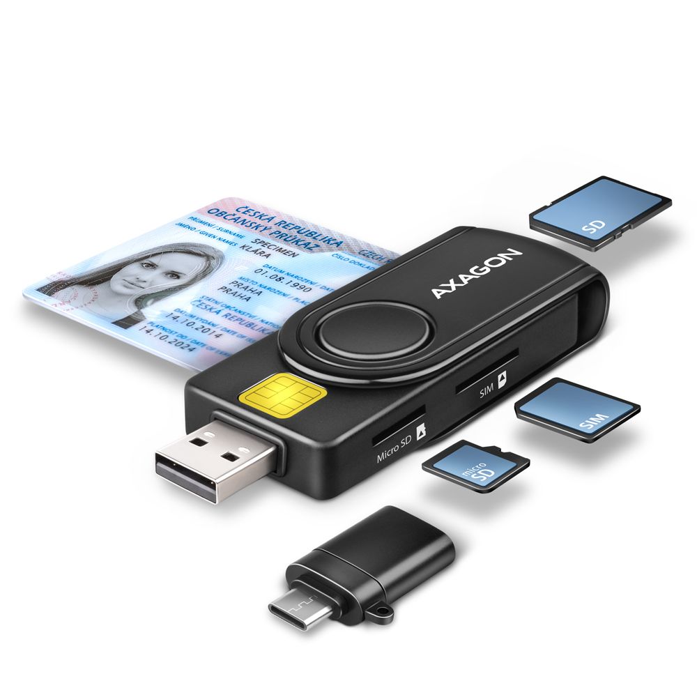 AXAGON CRE-SMP2A 4-slot Smart card PocketReader olvasó