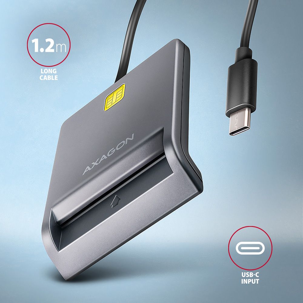AXAGON CRE-SM3TC USB-C Smart Card FlatReade