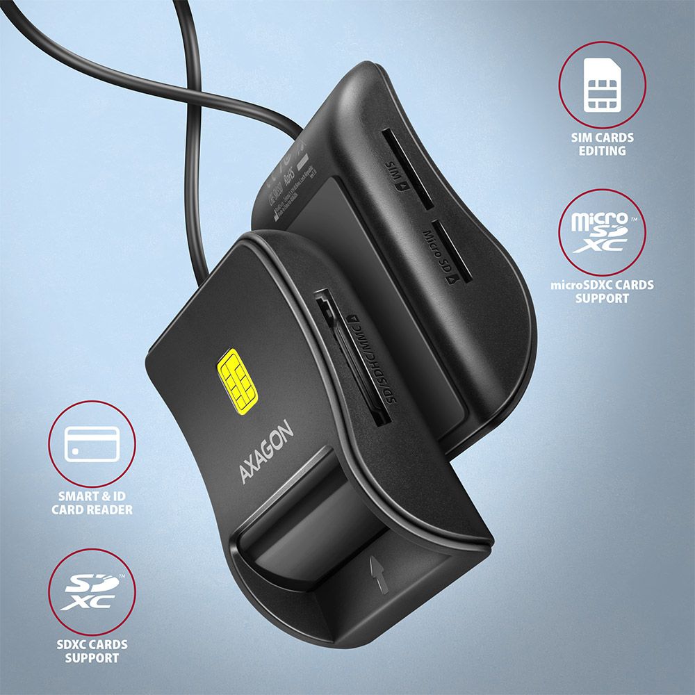 AXAGON CRE-SM3SD 4-Slot Smart Card FlatReader