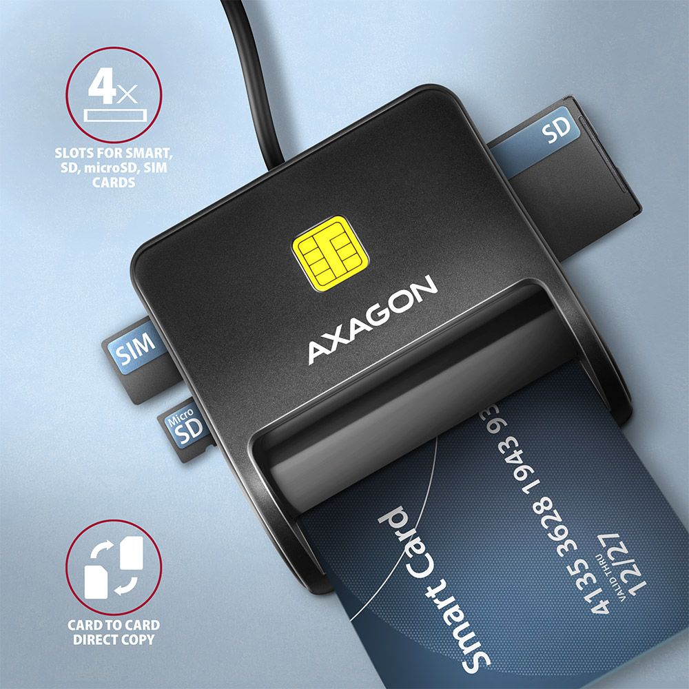 AXAGON CRE-SM3SD 4-Slot Smart Card FlatReader