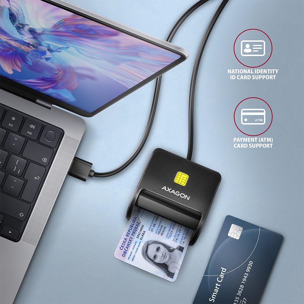 AXAGON CRE-SM3SD 4-Slot Smart Card FlatReader