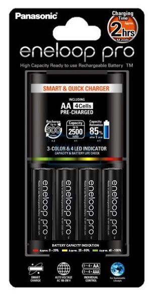 Battery + charger Panasonic Quick KKJ55HCD40E 2500mAh 4pcs (AA)