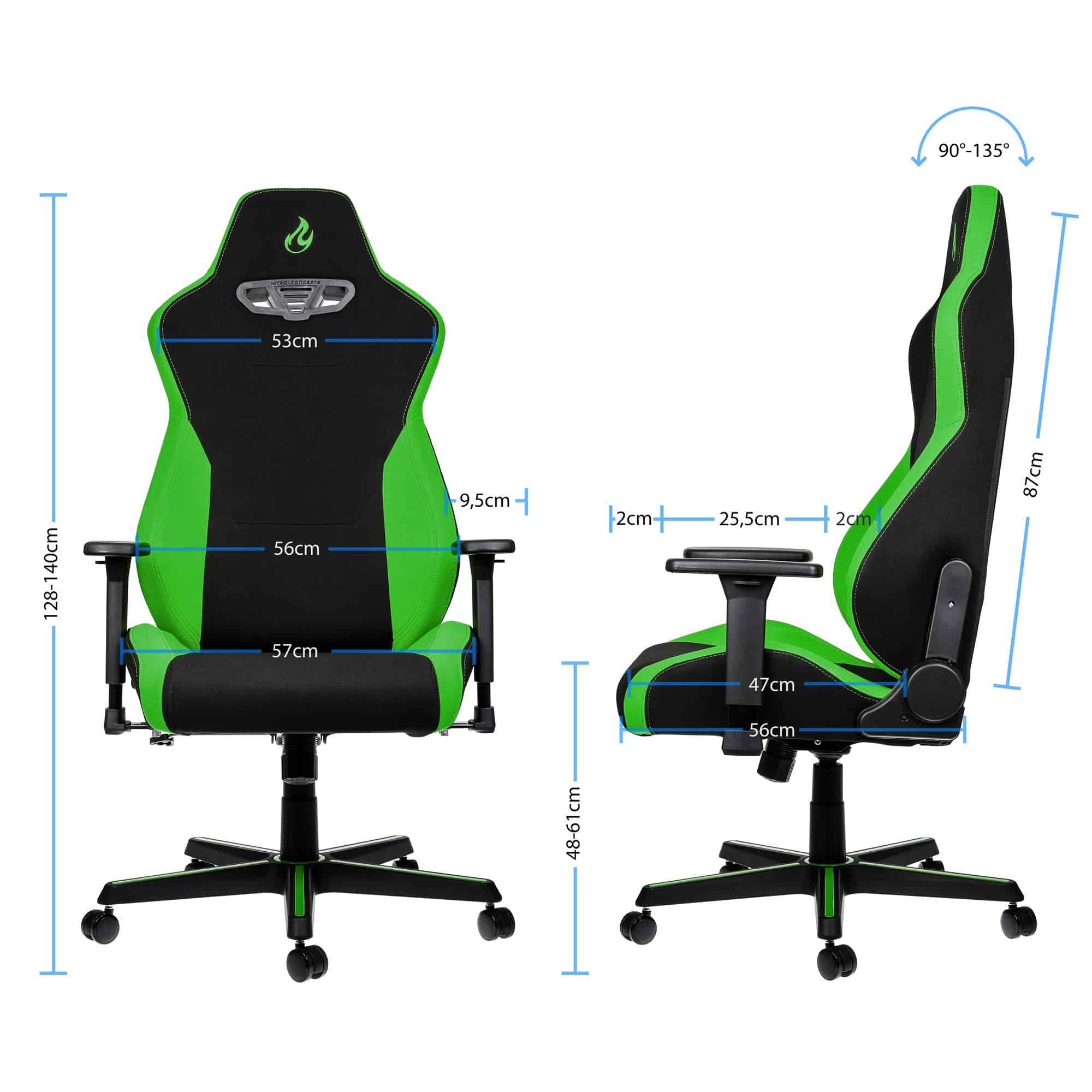 Gamer szék Nitro Concepts S300 Atomic Green - Fekete/Zöld