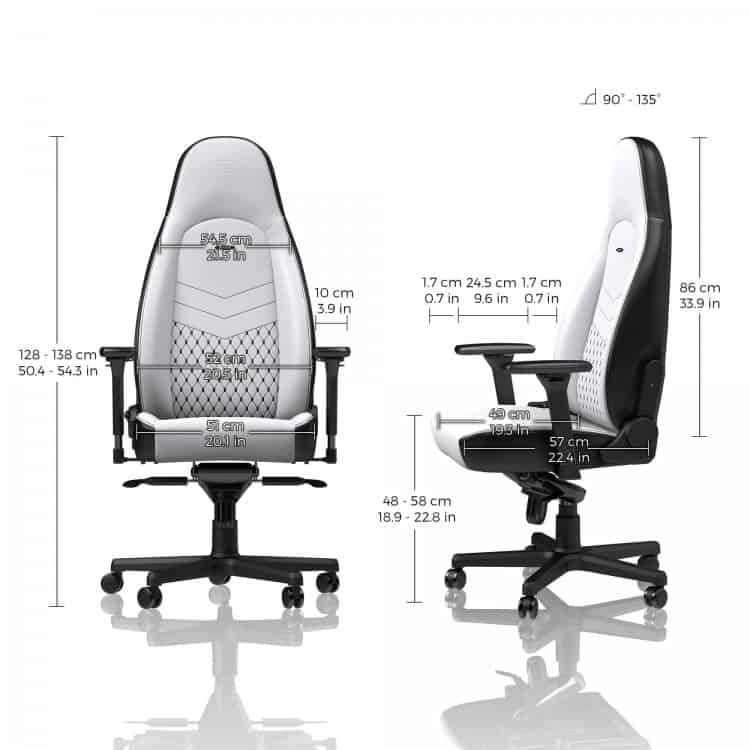 Gamer szék noblechairs ICON PU Bőr Fehér/Fekete
