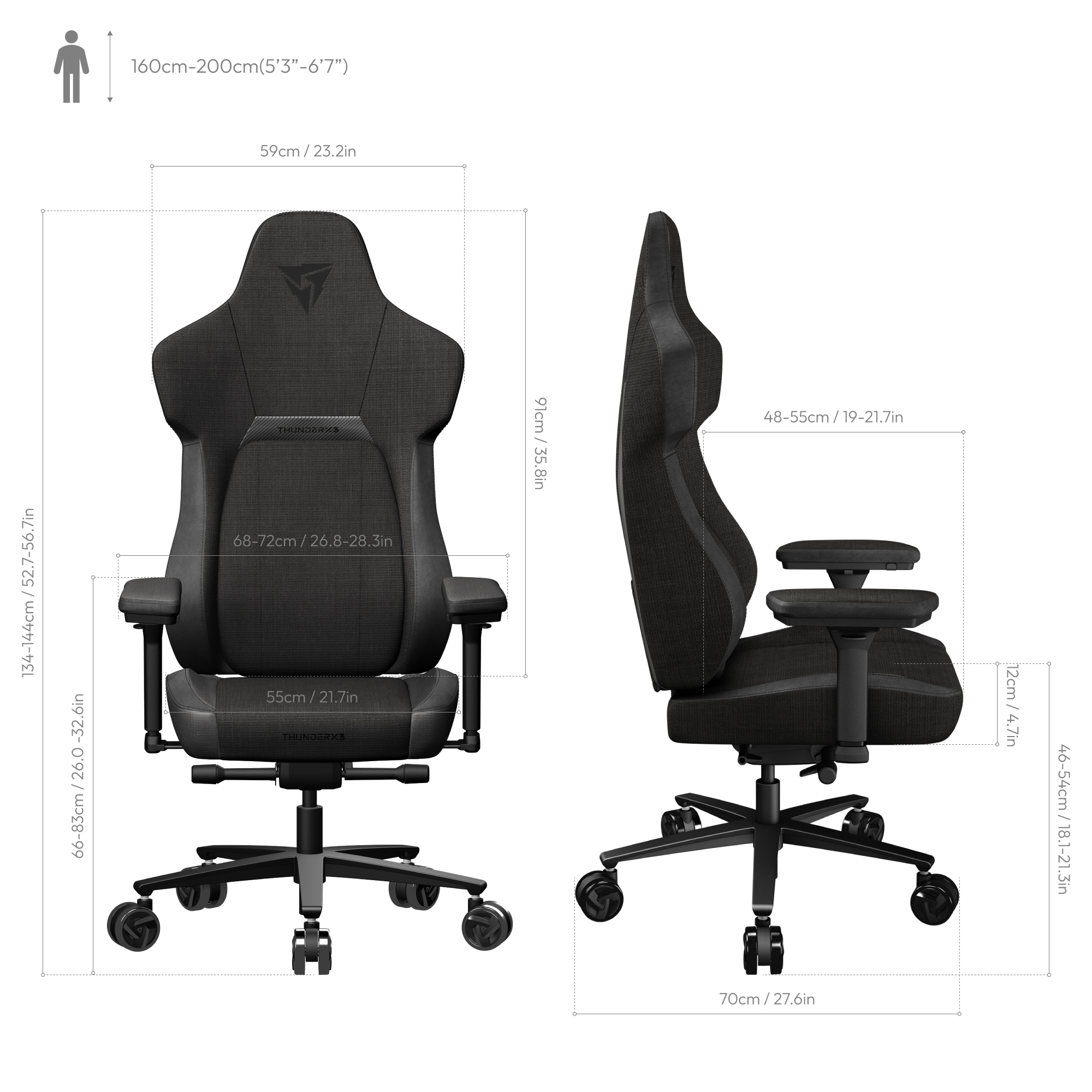 Gamer szék ThunderX3 CORE-Loft, fekete