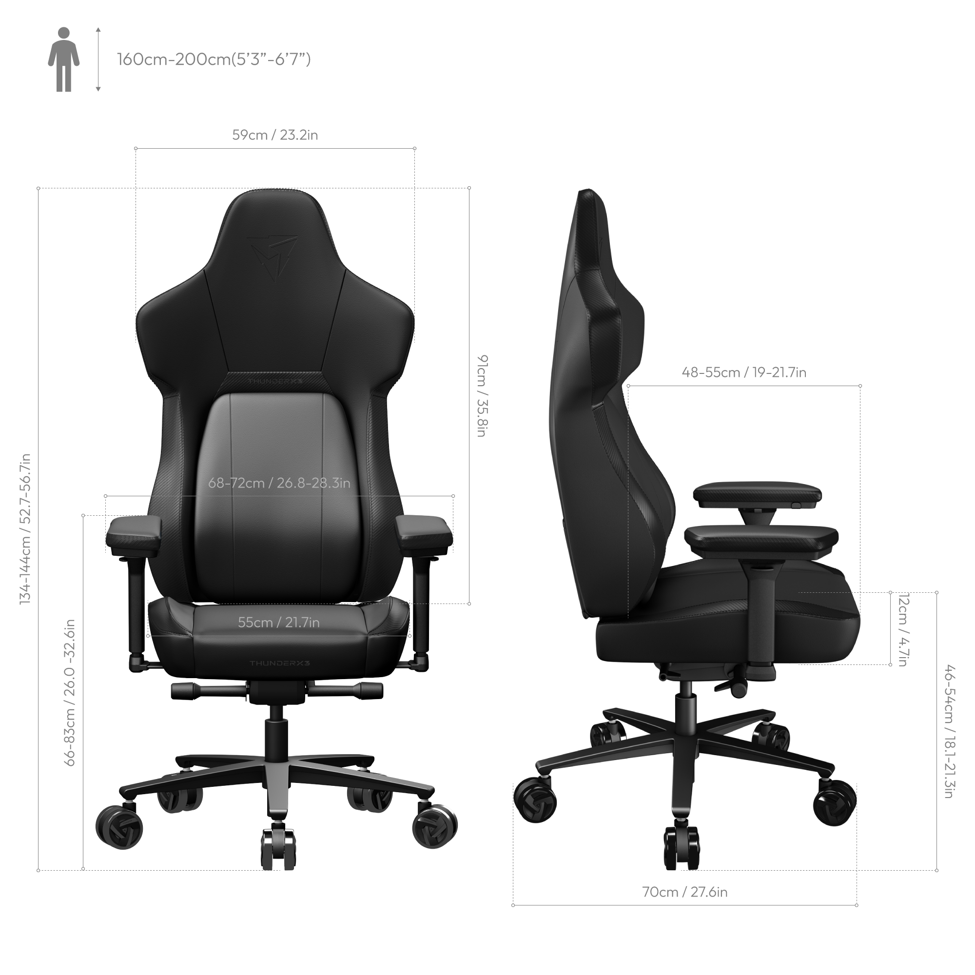 ThunderX3 CORE-Modern Gaming-chair, black