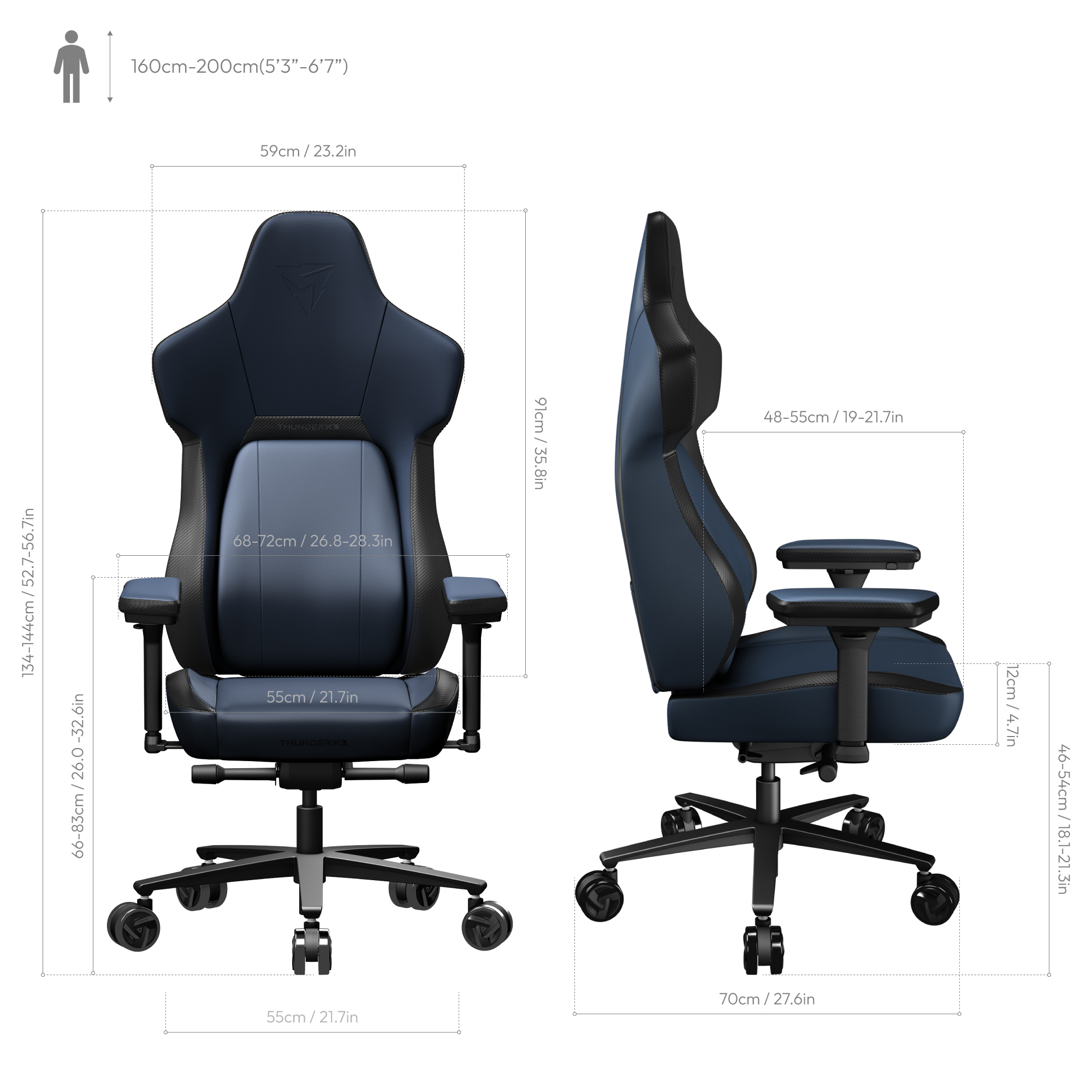 ThunderX3 CORE-Modern Gaming chair - blue