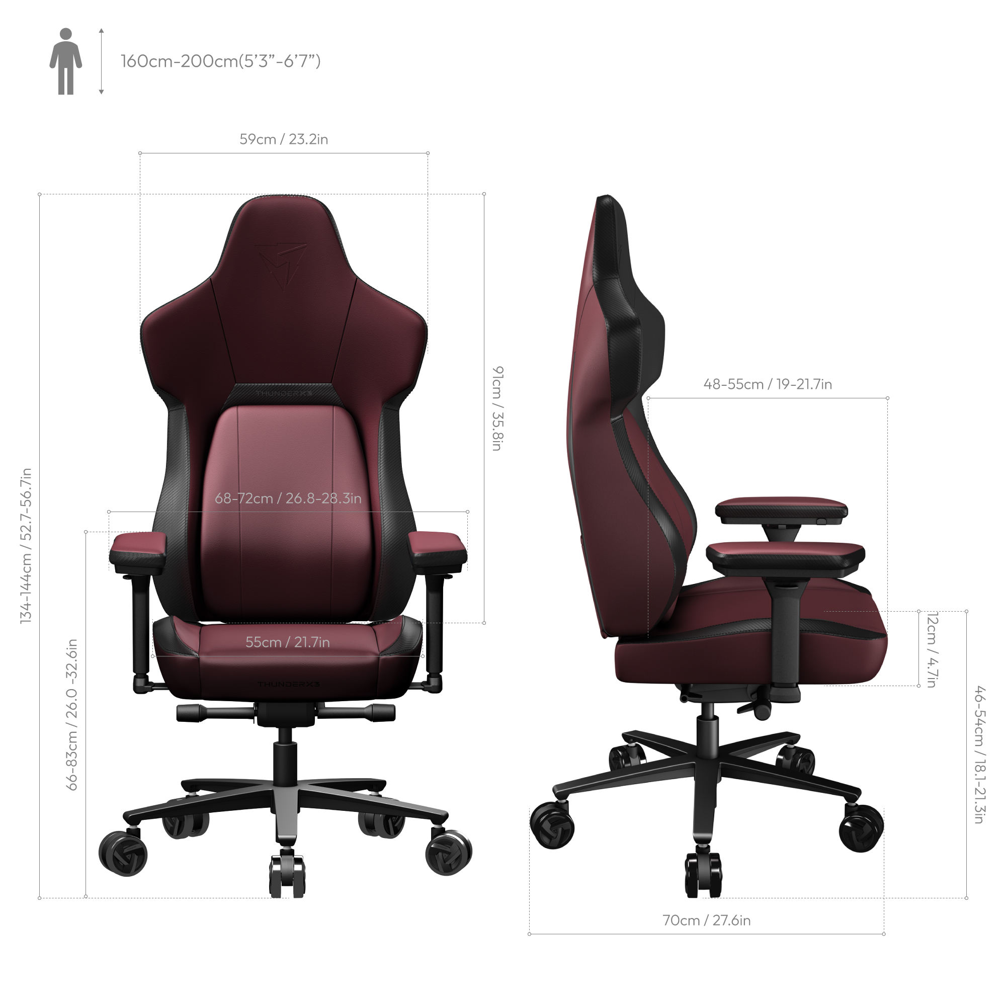 Gamer szék ThunderX3 CORE-Modern, piros