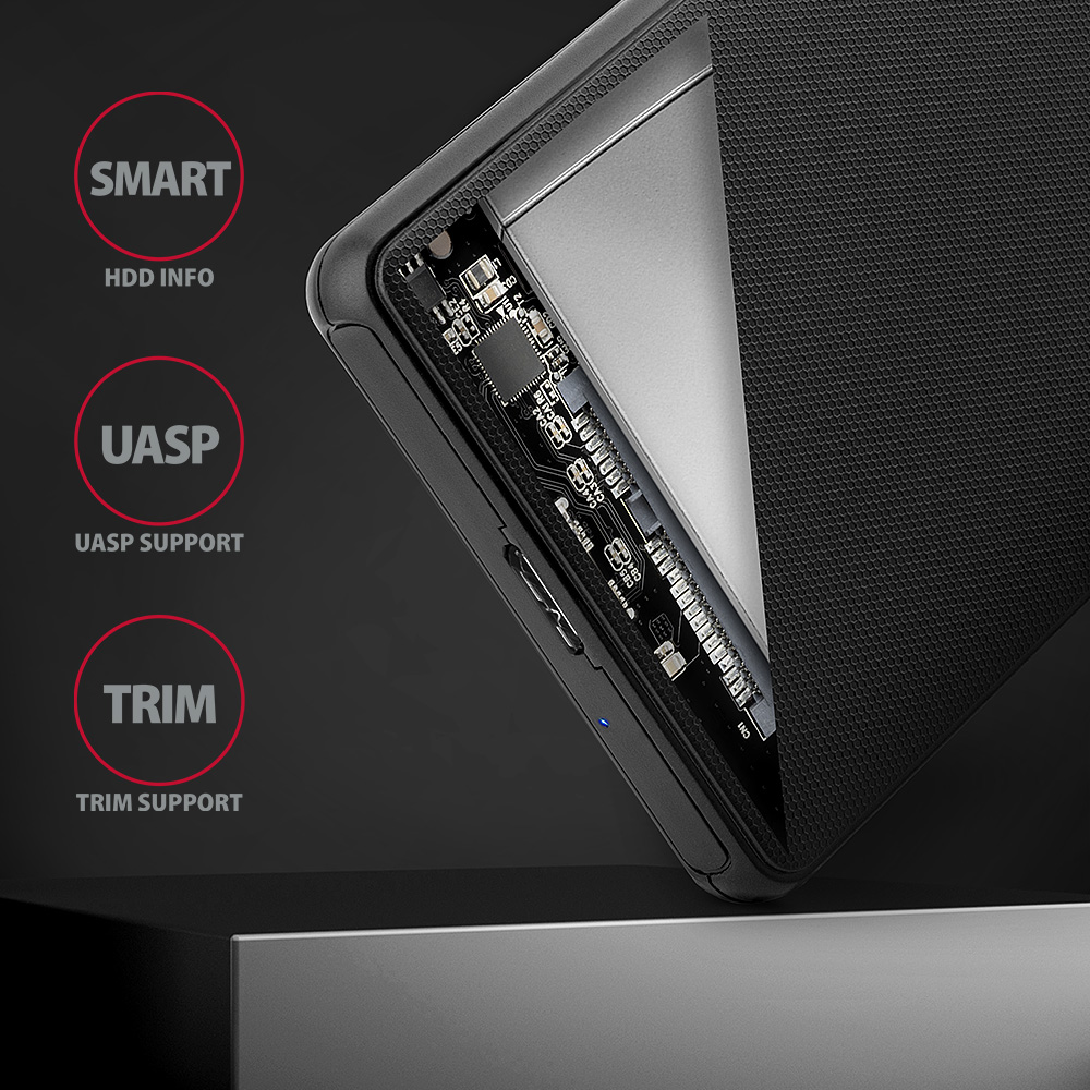 HDD ház Axagon EE25-SL SATA III 2.5˝ USB 3.0 Fekete