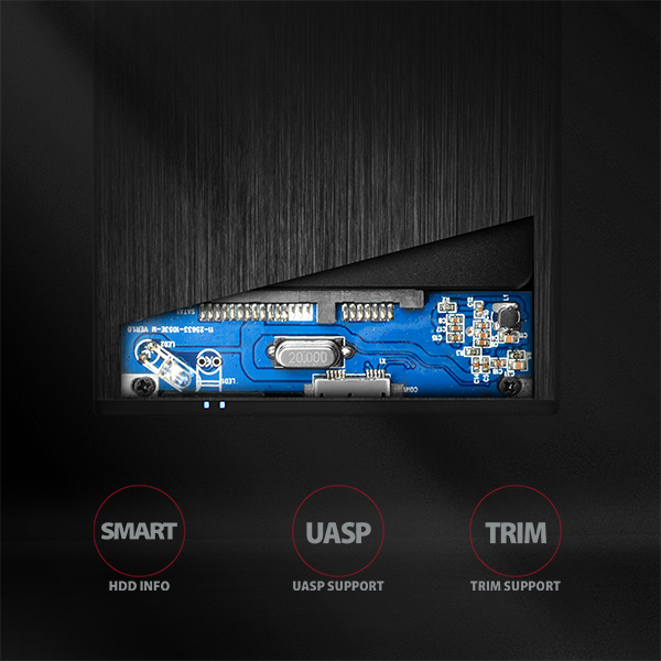 HDD ház Axagon EE25-XA6 SATA III 2.5˝ USB 3.0 Fekete Alu