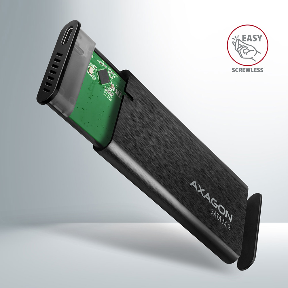 SSD ház Axagon EEM2-SBC superspeed + USB -C M.2 SATA SSD Fekete