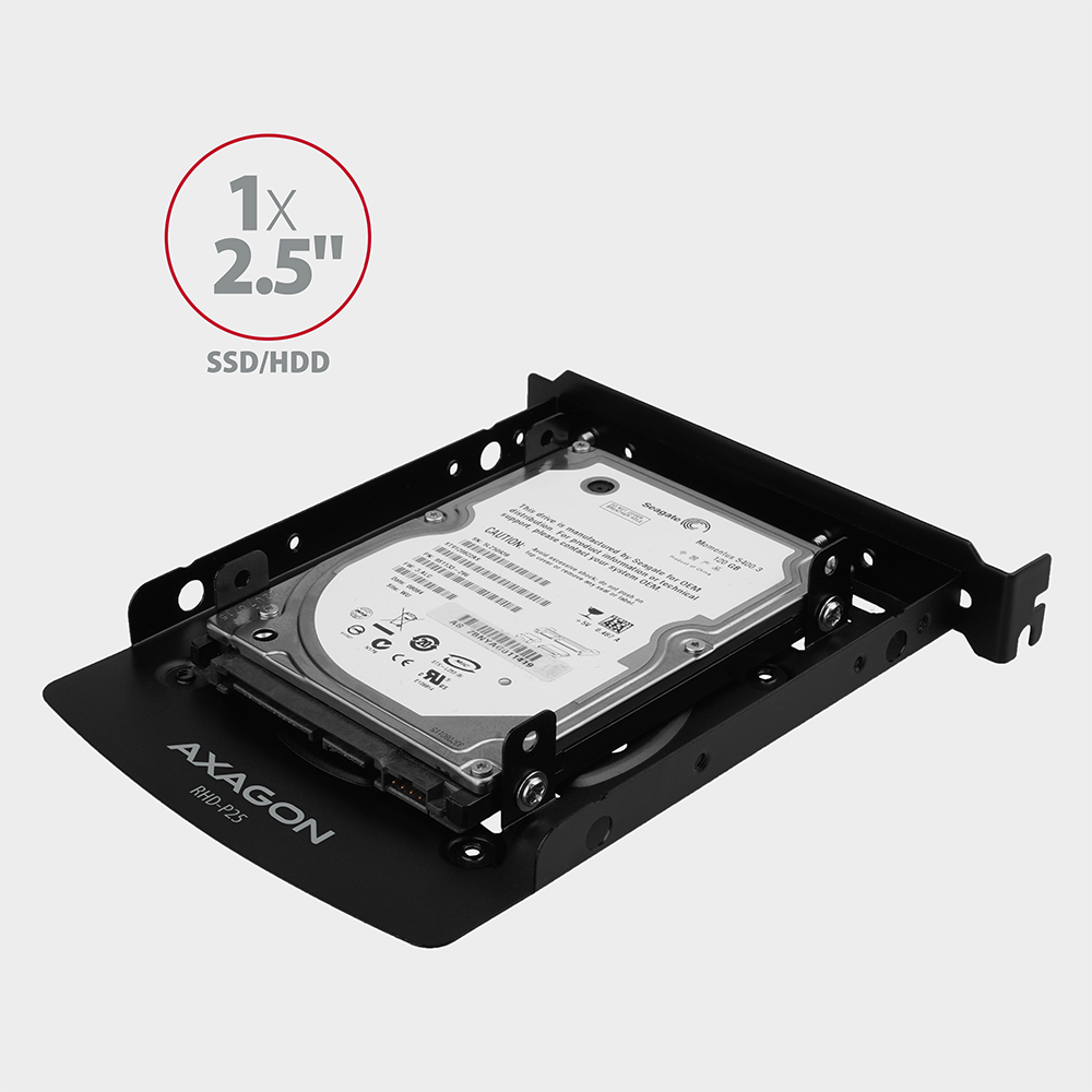 HDD beépítő keret AXAGON RHD-P25 2x2,5" SSD/HDD konzol a 3,5"-es rekeszbe vagy PCI foglalatba fek