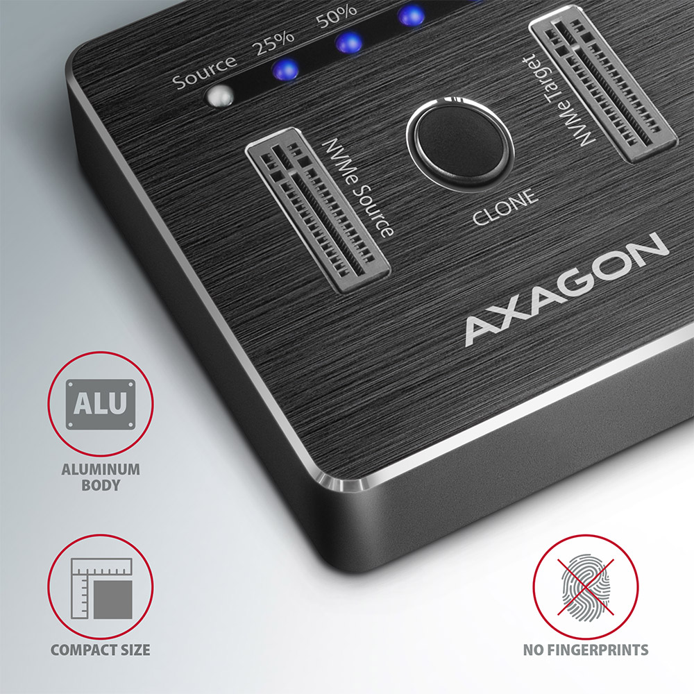 AXAGON ADSA-M2C NVMe CLONE DUAL SSD Docking Station