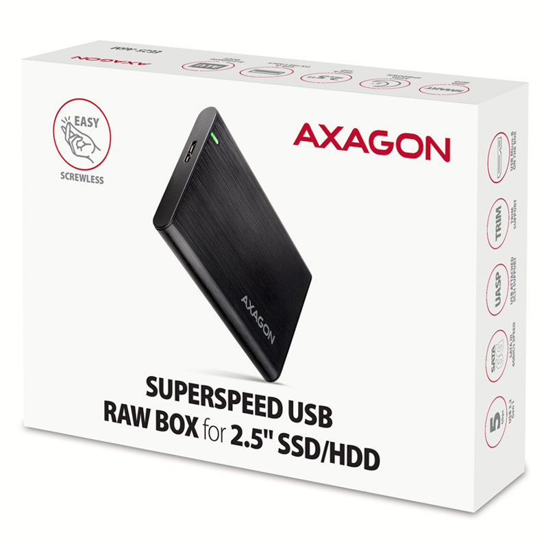 HDD ház Axagon 2.5˝ USB 3.0 Fekete