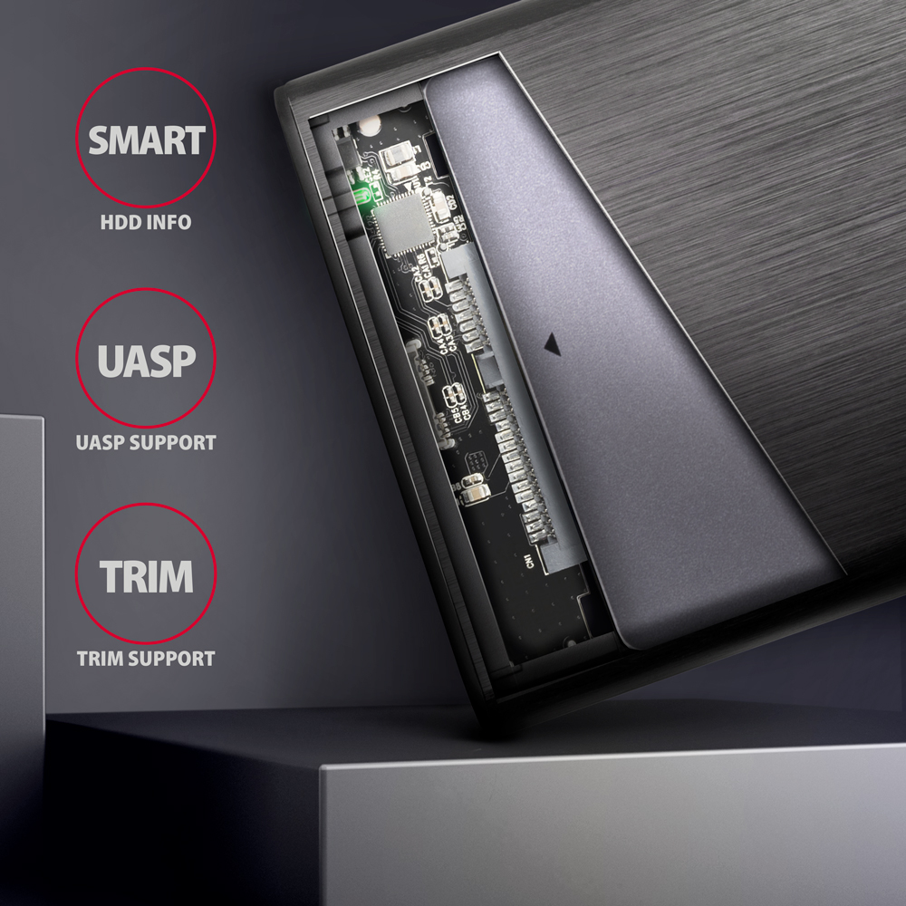 HDD ház Axagon EE25-A6C 2.5" USB-C 3.2 GEN 1, fekete