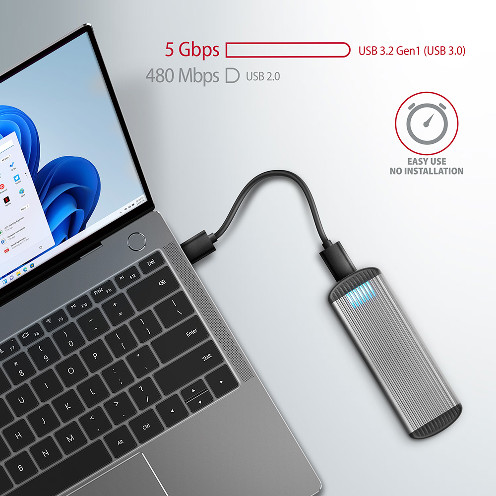 AXAGON EEM2-SA USB micro-B 3.2 Gen 1 - M.2 SATA SSD case