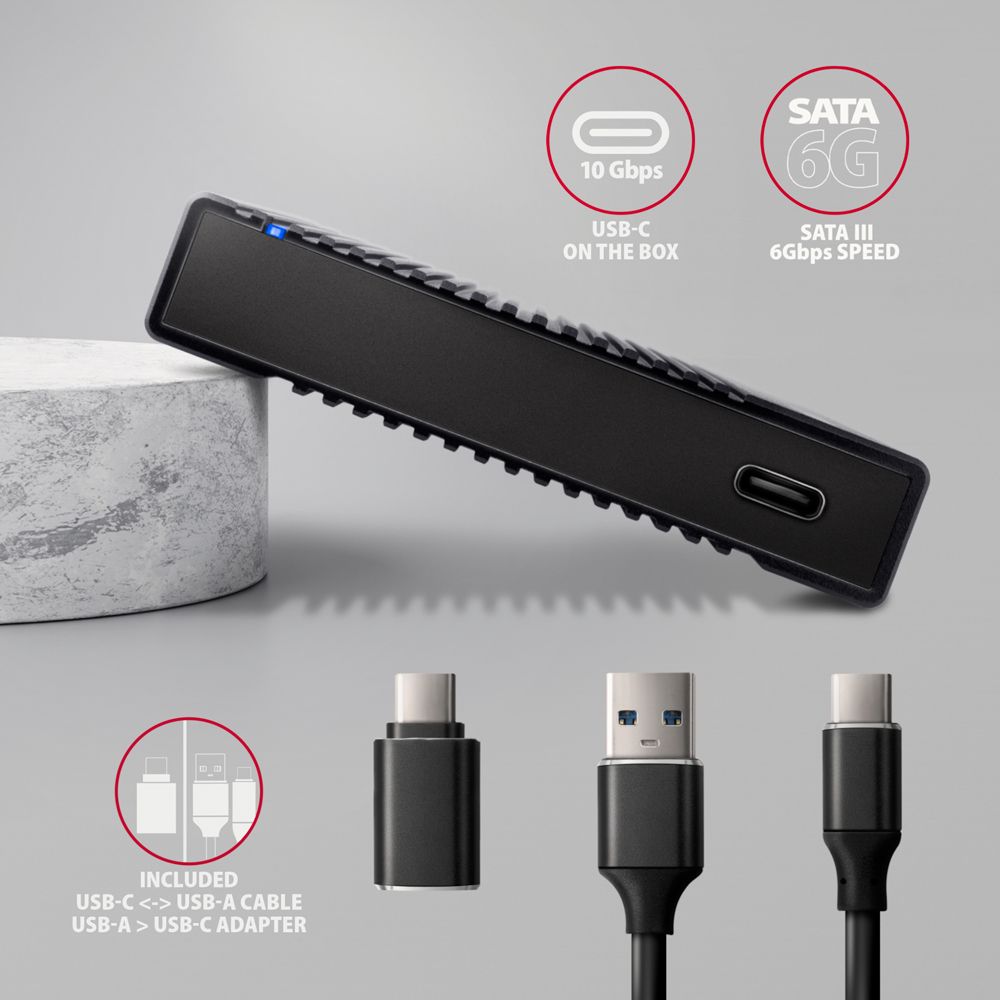 HDD Enclosure Axagon EE25-GTR USB-C 10 Gbps RIBBED Box