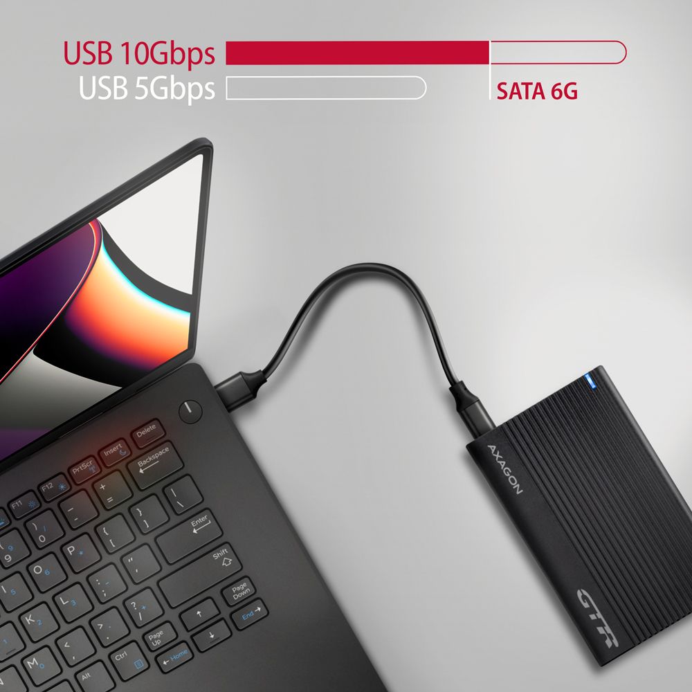HDD Enclosure Axagon EE25-GTR USB-C 10 Gbps RIBBED Box