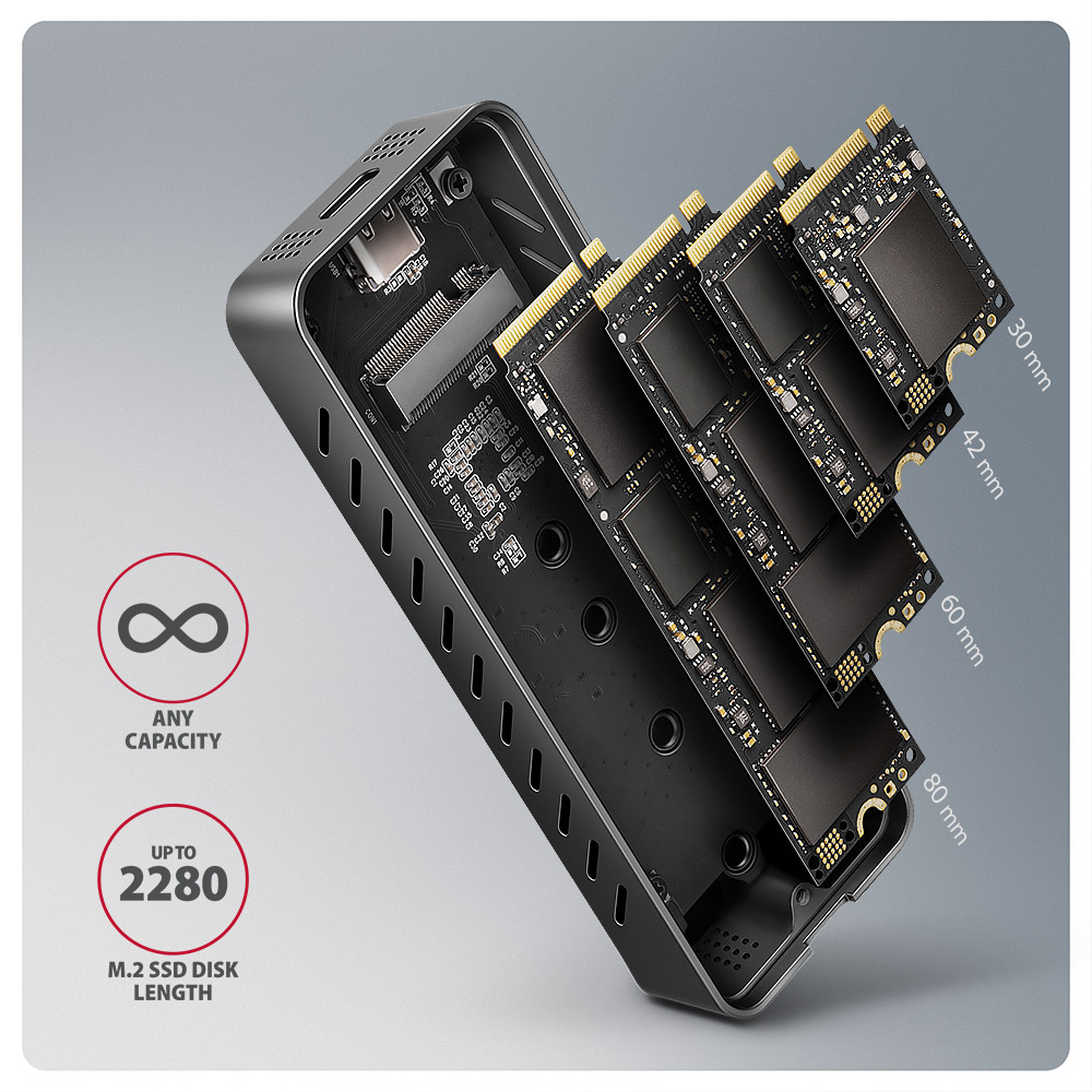 SSD ház AXAGON EEM2-20G USB-C 20Gbps M.2 NVMe SSD