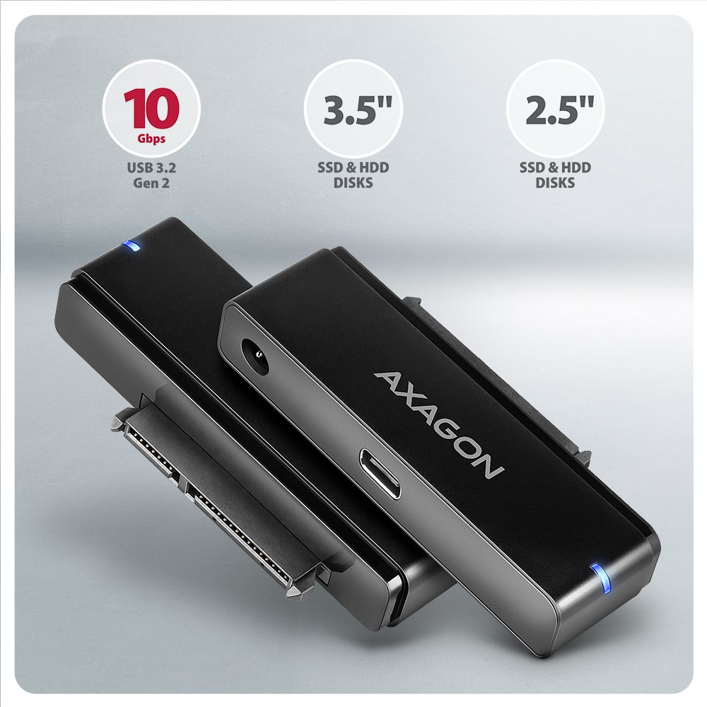 Axagon ADSA-FPX USB-C 10 Gbps FAST PORT X Adapter for 2.5" / 3.5" SSD/HDD