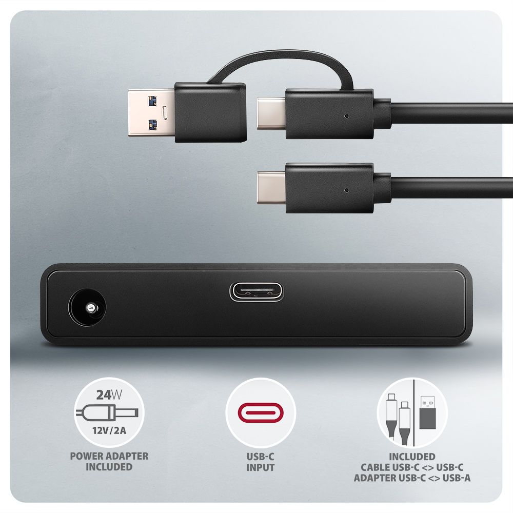 Axagon ADSA-FPX USB-C 10 Gbps FAST PORT X Adapter for 2.5" / 3.5" SSD/HDD