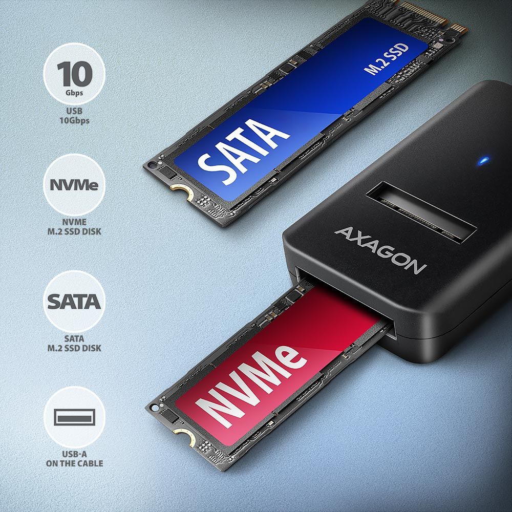 ADM2-AM USB-A 10 Gbps – M.2 NVMe & SATA SSD Adapter