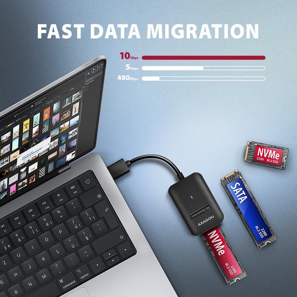 ADM2-AM USB-A 10 Gbps – M.2 NVMe & SATA SSD Adapter