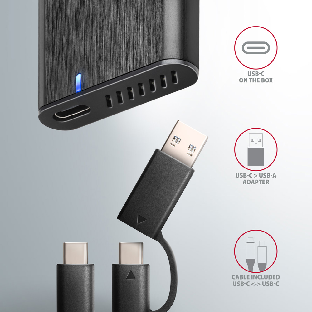 AXAGON EEM2-SB2 USB-C 3.2 Gen 2, M.2 SSD case, black