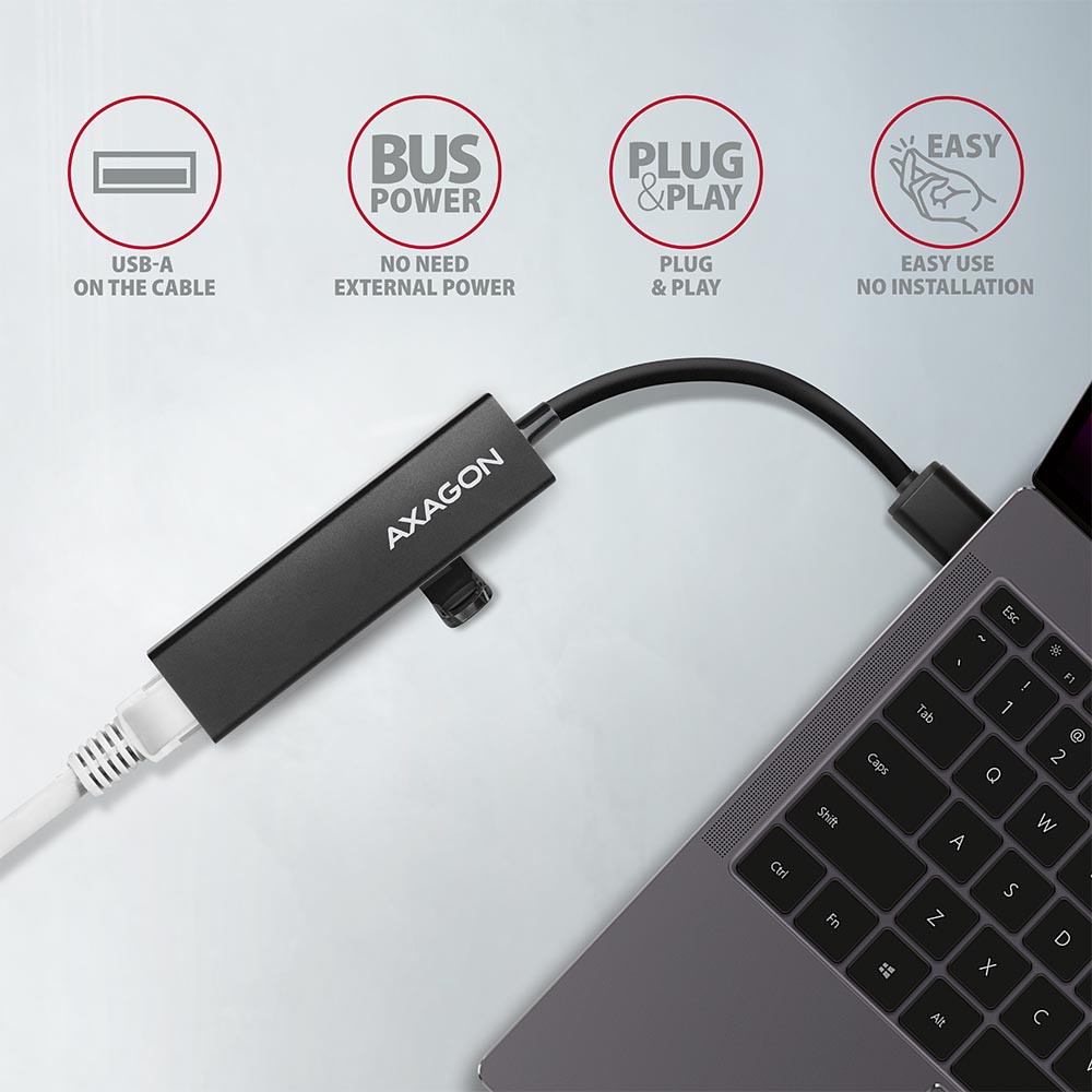 HUB USB Axagon HMA-GL3A Multiport-Hub, USB 3.0 Typ A, Gbit-LAN, 3x USB-A, microSD