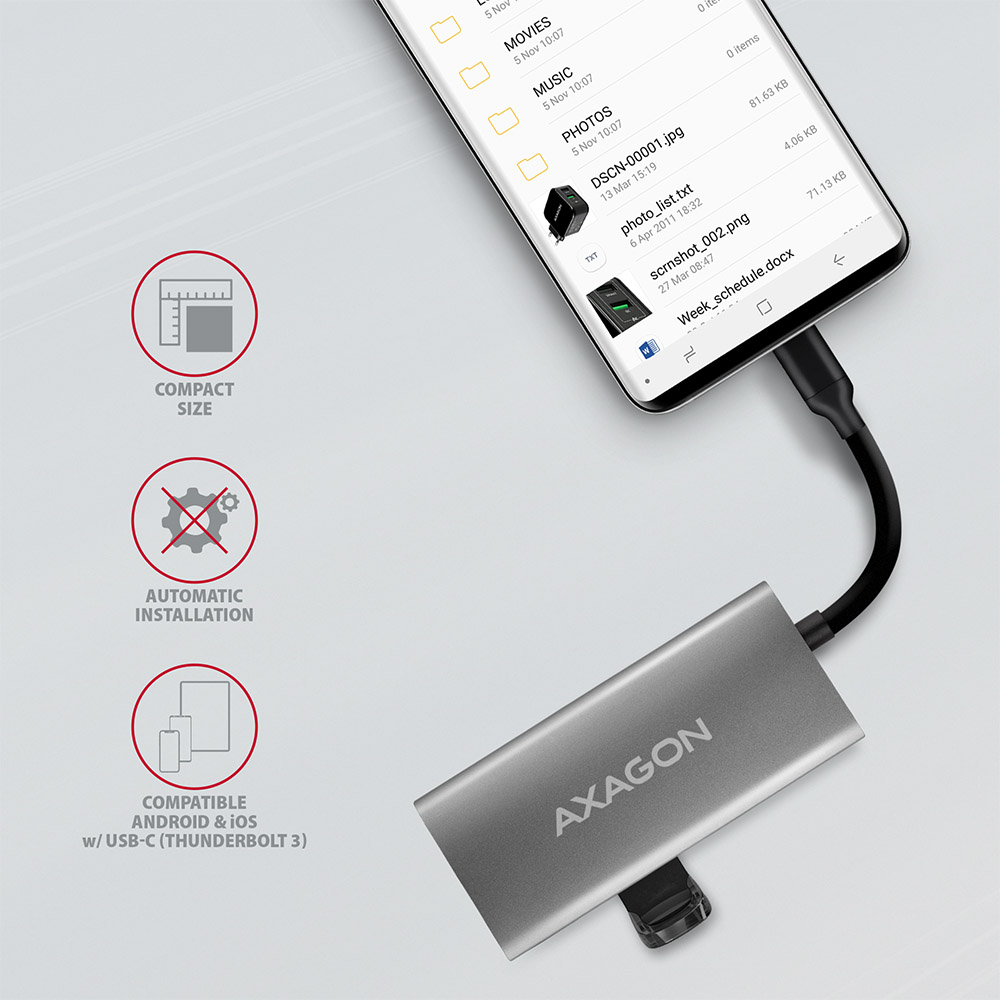 AXAGON HMC-4G2 Multiport-Hub, USB 3.1, 2x USB-A, 2x USB-C