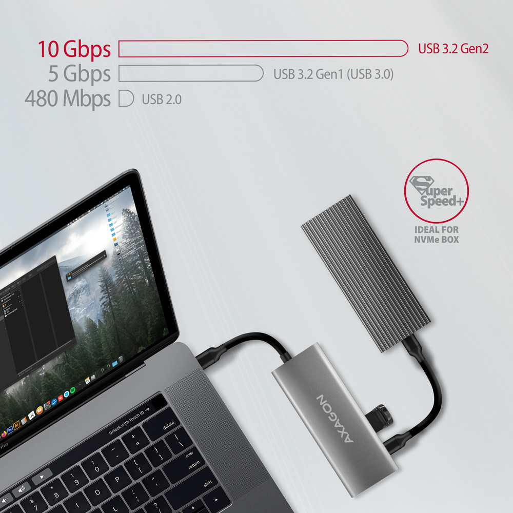 HUB Axagon HMC-5G21 USB-C 10Gbps SPEEDSTER 5in1 Hub