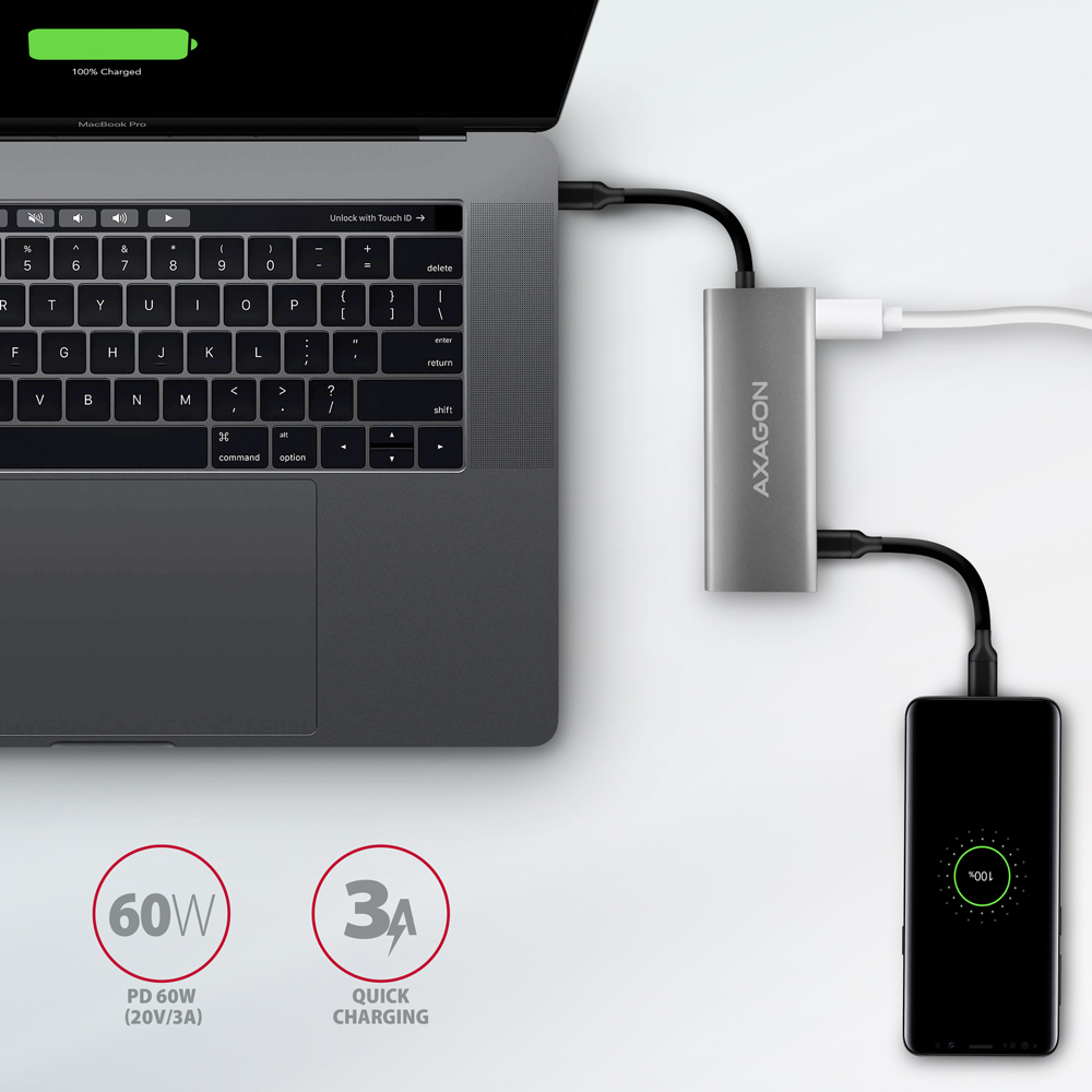 HUB Axagon HMC-5G21 USB-C 10Gbps SPEEDSTER 5in1 Hub