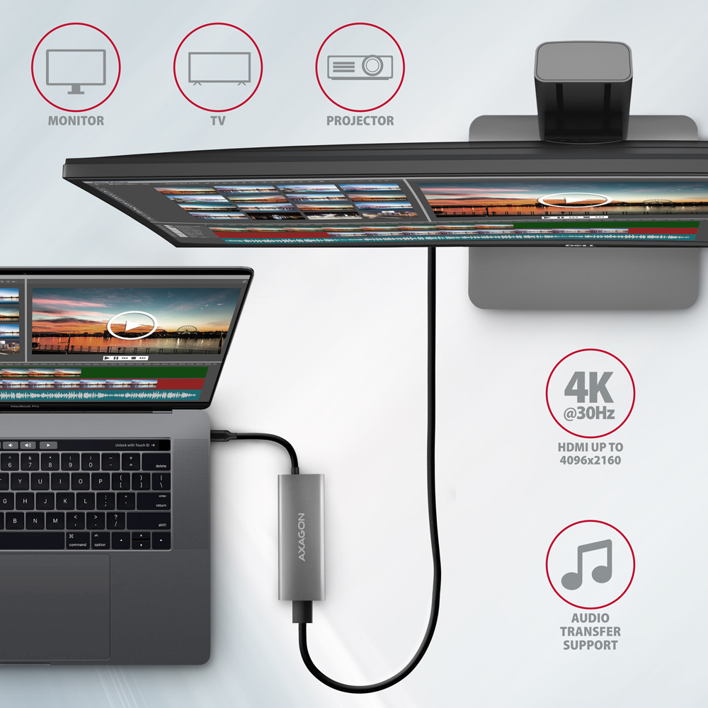 HUB Axagon HMC-5G21 USB-C 10Gbps SPEEDSTER 5in1 Hub