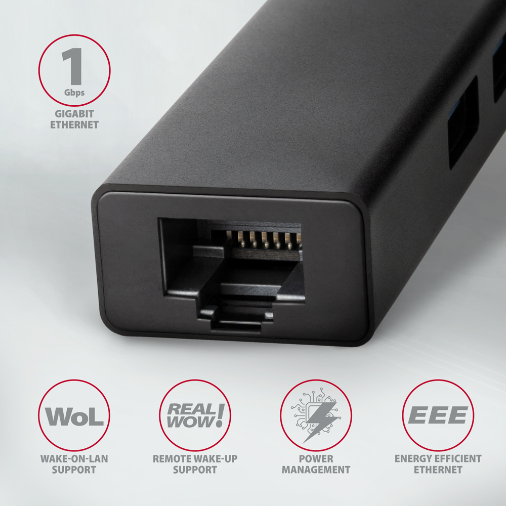 AXAGON HMC-GL3A USB-C-Hub, 3x USB-A, Gbit-LAN, black