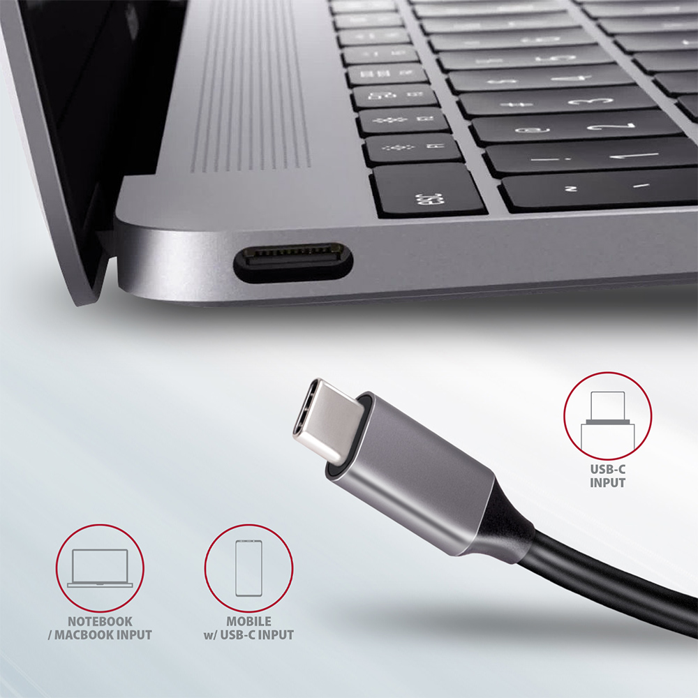AXAGON HMC-5 USB-C-Hub, 2x USB-A, HDMI, 2x USB-C 3.2 Gen 1, 1x SD, 1x microSD, silver