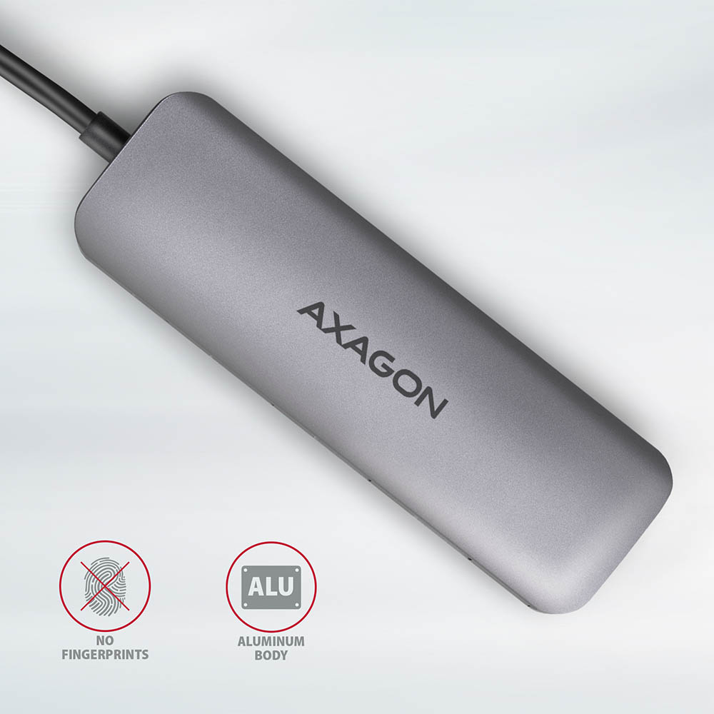 HUB AXAGON HMC-5 USB-C-Hub, 2x USB-A, HDMI, 2x USB-C 3.2 Gen 1, 1x SD, 1x microSD, ezüst