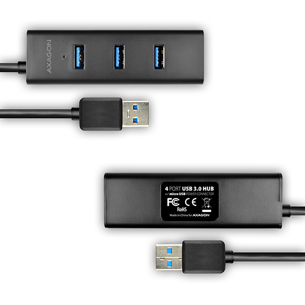 AXAGON HUE-S2BL USB3.0 CHARGING HUB + 2A charger