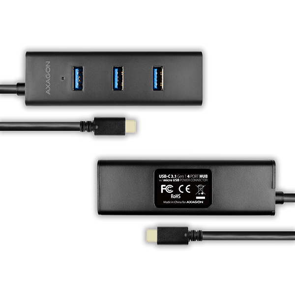 HUB AXAGON HUE-S2C USB-C 3.1 töltőhub fekete