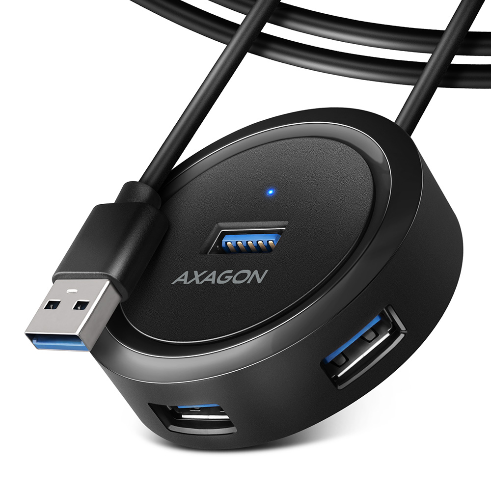 HUB AXAGON HUE-P1AL SuperSpeed, USB-A kerek HUB Fekete