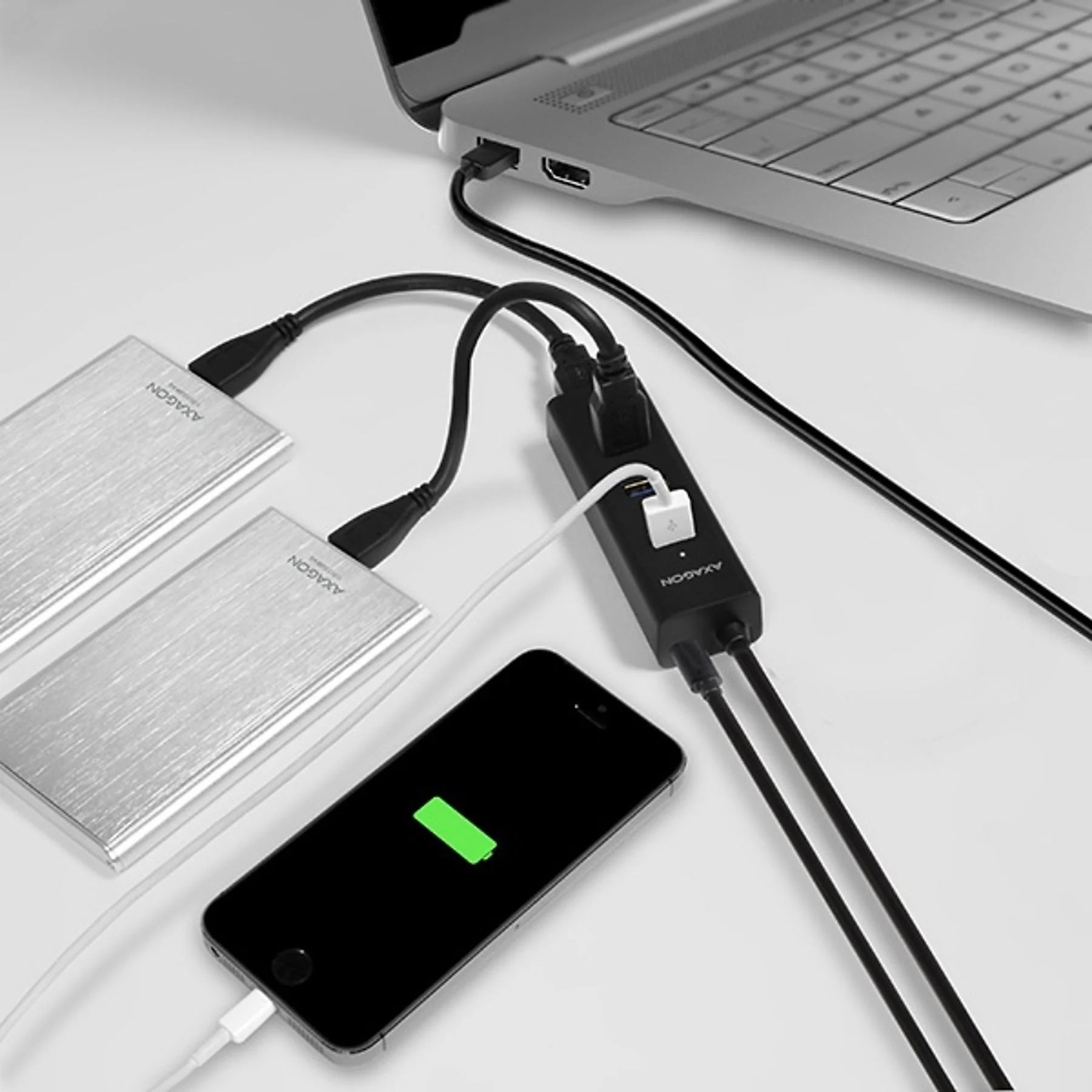 AXAGON HUE-F7A SuperSpeed USB-A FLAT Hub